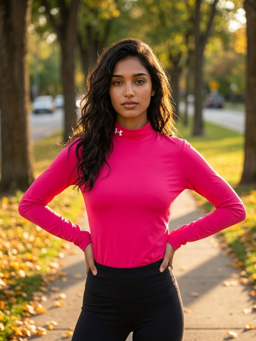 Under Armour ColdGear Compression Mock Neck Top Women's Medium Red Baselayer